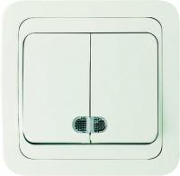 Выключатель 2-кл. СП Mimoza 10А IP20 с подсветкой бел./бел. Makel 12023