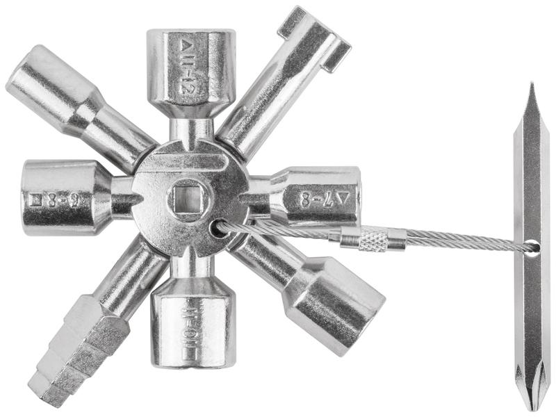 Ключ универсальный для электрошкафов 10-в-1 двусторонняя CrV бита РН2/SL7 FIT 60110