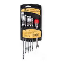 Набор гаечных комбинированных трещоточных ключей с шарниром НТКШ-6 (8-17) KBT-PROFESSIONAL КВТ 91950