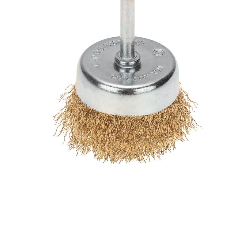 Щетка чашечная для дрели витая латунированная проволока 65мм Kranz KR-91-1254