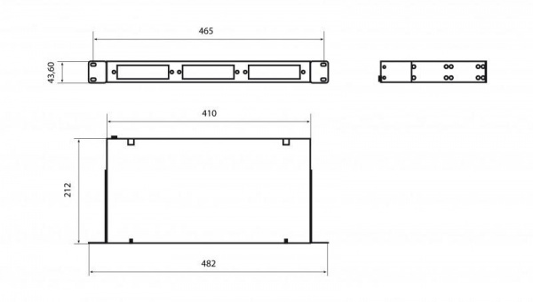 Бокс FO-19R-1U-3хSLT-W140H42-24UN-GY оптич. универсальн. 19 дюйм от 8 до 24 портов (SC duplex LC; ST; FC) со сплайс пластиной; без пигтейлов и проходных адаптеров; 1U; сер. Hyperline 237482