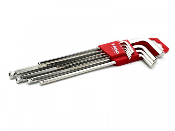 Набор ключей шестигранных Г-образ. удлиненне с шаровым окончанием 8шт HEX 1.5-10.0 Felo 36500911